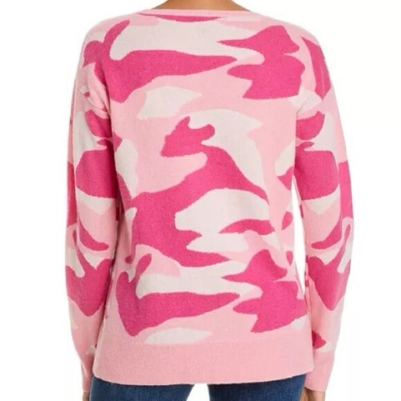 C by Bloomingdale's Pink Cashmere Camouflage Sweater 100% Exclusive Sz M - Picture 3 of 6